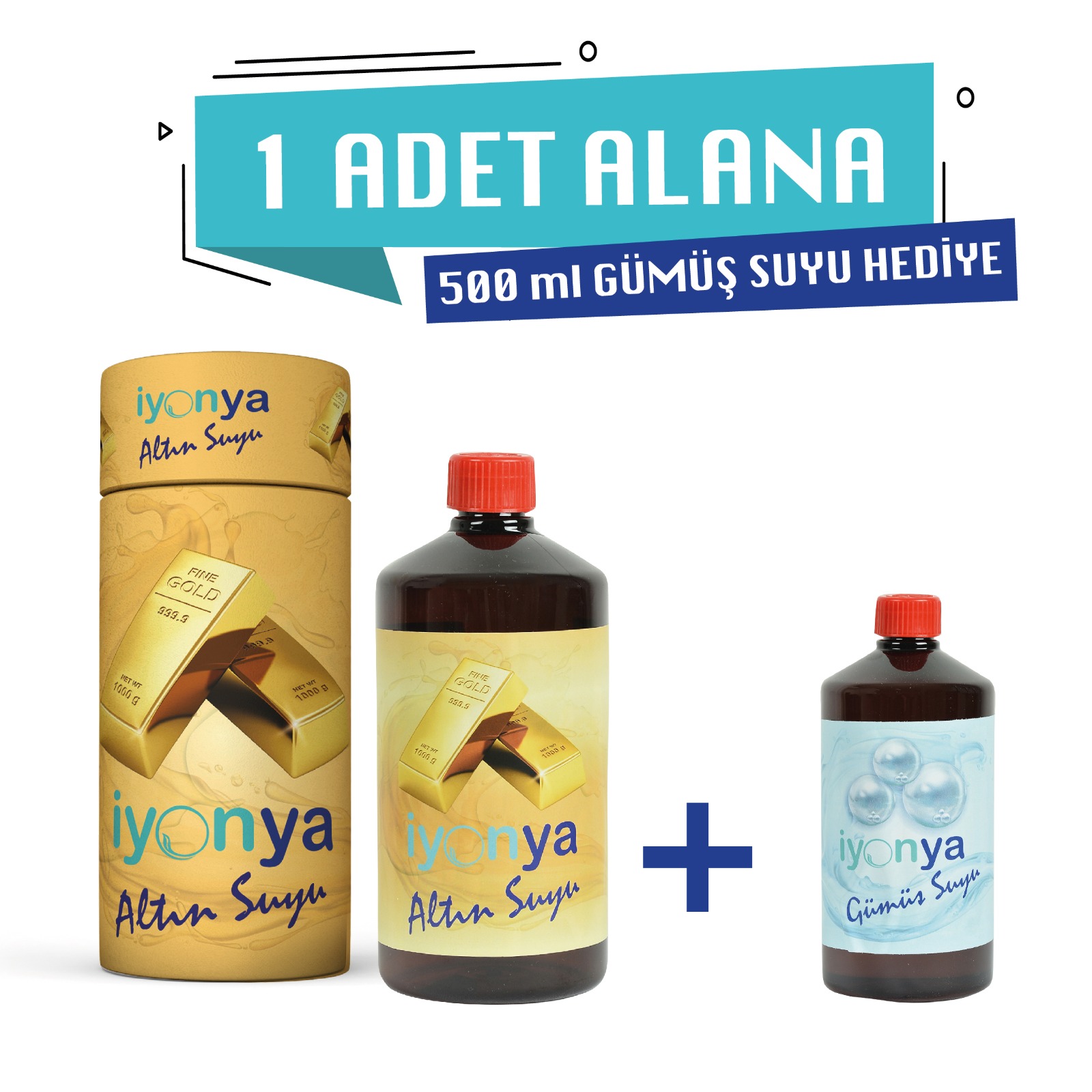 1Lt Altın Suyu 500Ml Gümüş Suyu Hediye